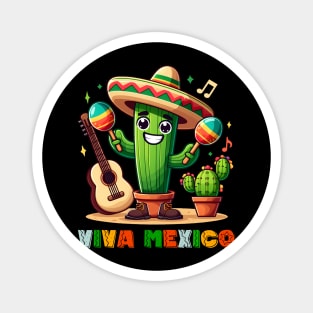 Viva Mexico Cinco De Mayo Cactus Guitar Sombrero Maracas Magnet